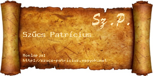 Szűcs Patrícius névjegykártya