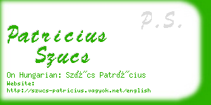 patricius szucs business card
